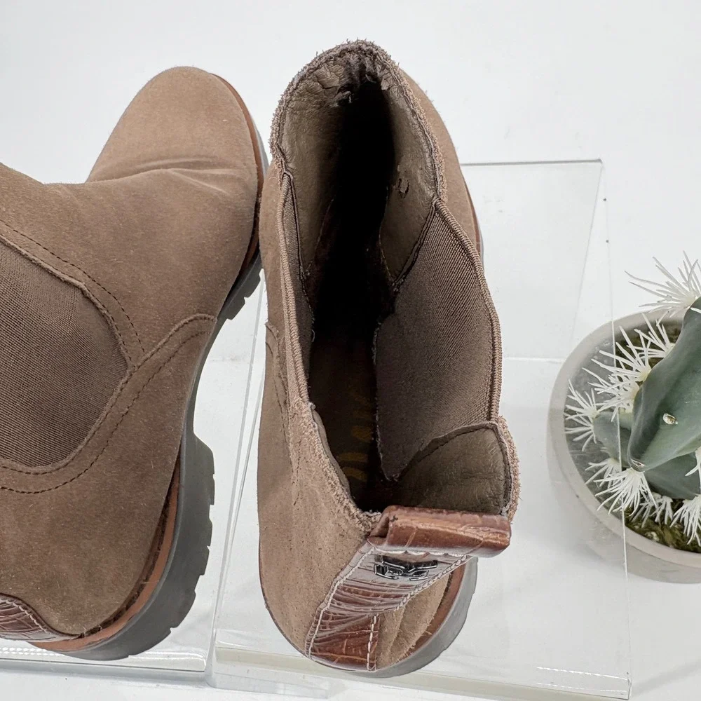 Women's sz 7.5 M Sam Edelman Jaclyn‎ Waterproof Suede Chelsea Boots Taupe